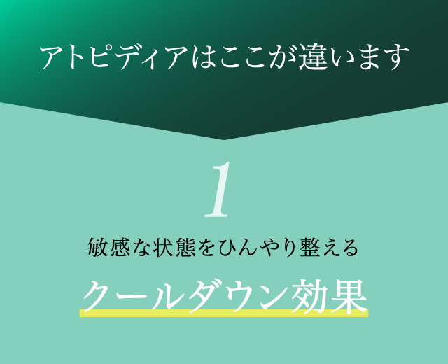 アトピディアはここが違います。(1)敏感な状態をひんやり整えるクールダウン効果